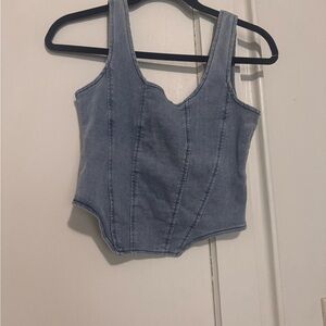 SHEIN Blue Denim Crop Top